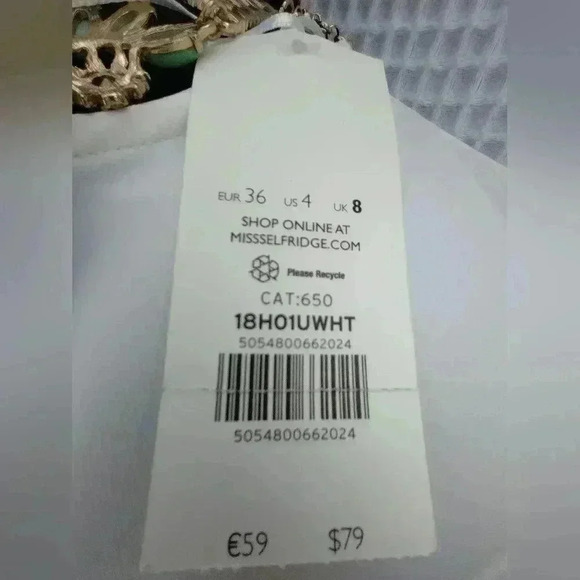 Nwt Miss Selfridge Women's Bell-Sleeve White Shift Dress Midi length Size 4 - Picture 3 of 6